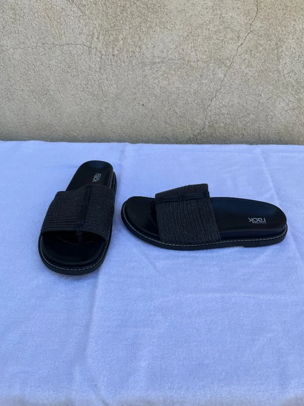 Black Woven Slides